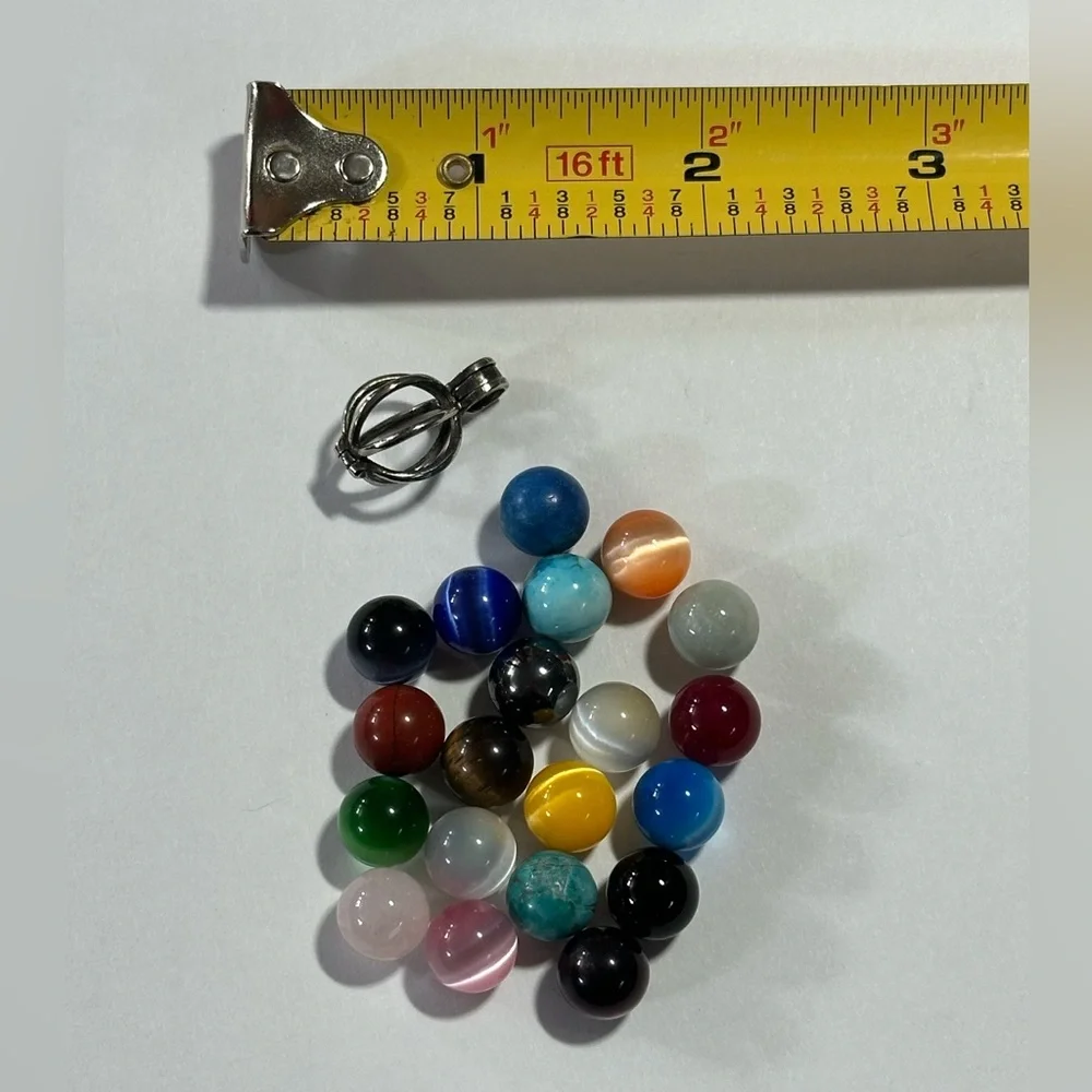 925 Sterling Silver Interchangeable Stone Cage Pendant Set Tigerseye Quartz Y2K